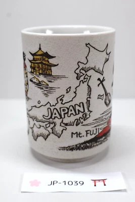 Taza de té japonesa Yunomi Japón porcelana Mt. Fuji Sumo Sushi Kyoto hecha en Japón Foto 1 de 4