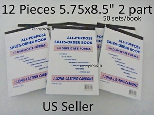12X-Sales Order Book Receipt Invoice Duplicate 50 sets Forms 5.75" X 8.50" USA - Picture 1 of 8