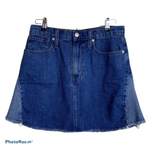 Madewell Denim Mini Skirt Size 27 Raw Hem A-Line - Picture 1 of 7