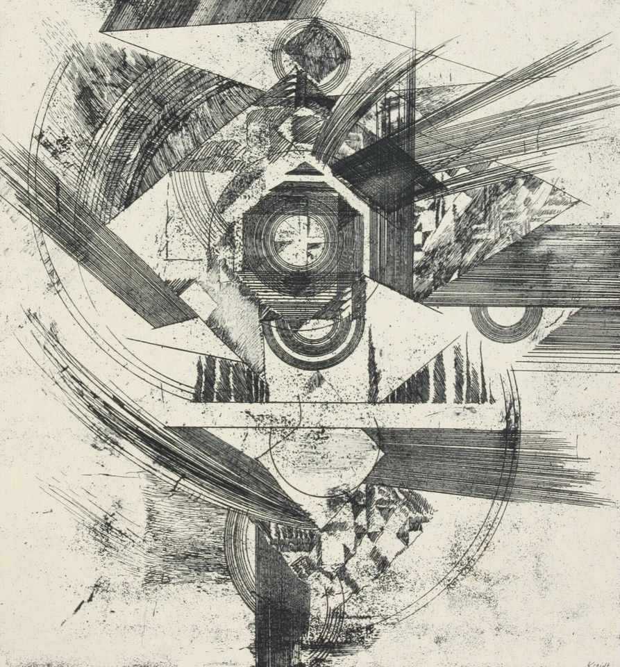 Fritz Kreidt (1936-2020), signierte Radierung, abstrakte Komposition, um 1960 - Bild 1 von 4