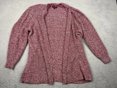 Cárdigan suéter Lane Bryant para mujer 14/16 Plus rojo blanco jaspeado frente abierto tejido Foto 1 de 4