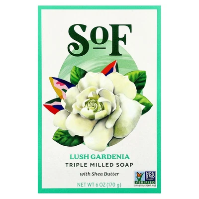 Triple Milled Bar Soap with Shea Butter, Lush Gardenia, 6 oz (170 g) - Image 1 of 3