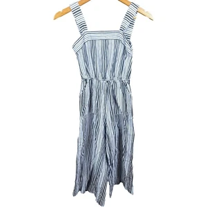Bebe Girl's Black & White Lightweight Summer Striped Jumpsuit - Youth L (14) - Picture 1 of 4