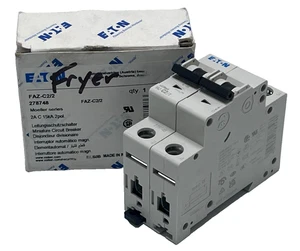 EATON FAZ-C2/2 278748 MINIATURE CIRCUIT BREAKER 2A, 2POLE, DIN RAIL MOUNT FSMP - Picture 1 of 3