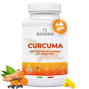 Curcuma Estratto 120 Capsule/4 Mesi Di Fornitura | + Piperina Dal Pepe Nero - Foto 1 di 7