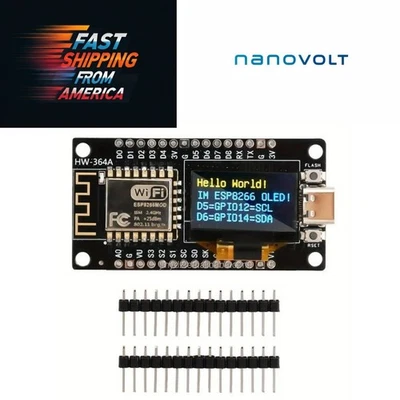 NodeMCU ESP8266 Entwicklungsboard 0,96 Zoll OLED Display CH340 Treibermodul - Bild 1 von 4