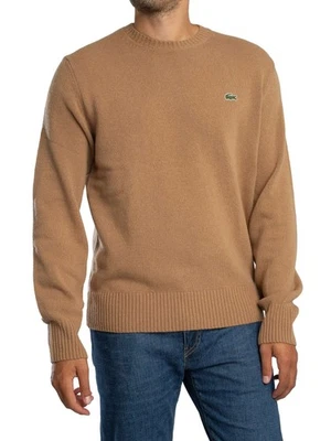 Lacoste Men's Carded Wool Crew Neck Knit, Brown - image 1 of 4