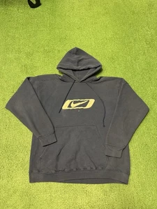 Vintage 90s Nike Hoodie Spell Out Logo Men’s Size Medium Sweatshirt Blue MARKED - Bild 1 von 15