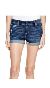 Paige Distressed Jimmy Jimmy Cuffed Denim Jean Short Medium Wash Size 24 - Picture 1 of 13