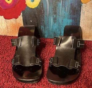 vintage 90’s y2k Bakers leather wood square toe Mule sandal 9 - Picture 1 of 16