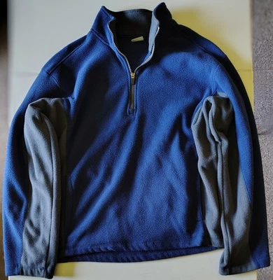 Athletic Works Men's Medium Fleece Pullover Blue Gray Quarter Zip 100% Polyester - Image 1 of 4