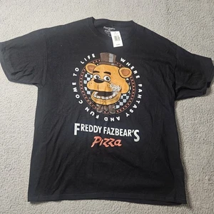 Five Nights At Freddys Erwachsene XL 2023 schwarz Tshirt Fazbear Pizza neu mit Etikett - Bild 1 von 7