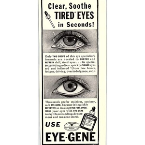 Gotas para ojos Eye-Gene para ojos cansados 1940 anuncio AF8-H1 - Imagen 1 de 2