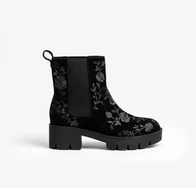 Botas florales negras talla 7 para mujer Johnny Was Vixie Chelsea con lengüeta al tobillo Foto 1 de 4