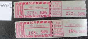 (#151) DDR Einschreibemarke SbPA LEIPZIG **zh - B 7017 b II (1, 2) - Bild 1 von 1
