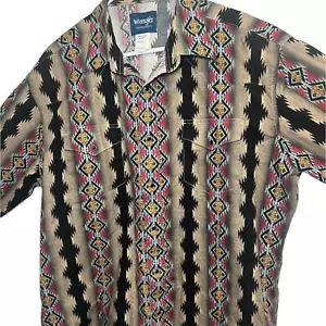 Wrangler Mens Shirt Pearl Snap Checotah X-Large Brushpopper Aztec Cowboy Rodeo - Picture 1 of 7