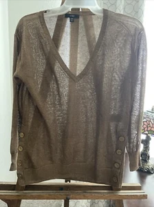 J.Crew Womens Size XXSmall Long Sleeve Brown V-Neck Pullover Sweater - Picture 1 of 3