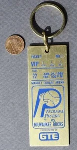 1986 Indiana Pacers Milwaukee Bucks Market Square Arena ticket shaped keychain-- - Picture 1 of 1