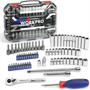 WORKPRO 70-Piece Socket Set 1/4" Drive Socket Set with Quick-Release Ratchet - Picture 1 of 10