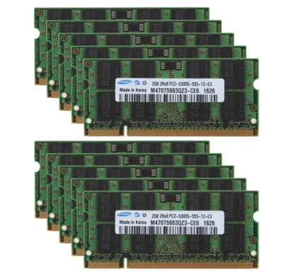 LOT Samsung 2GB 2RX8 PC2-5300 DDR3-667Mhz CL5 Laptop Memory RAM SODIMM Test Good - Image 1 of 4