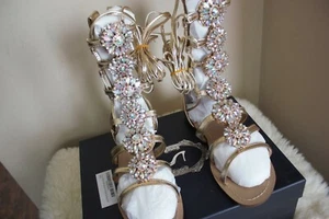 Women's Flat Rhinestone Gold Gladiator Sandals by LLADYY - Picture 1 of 12
