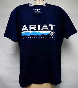 Camiseta Ariat Hombre Azul Marino Manga Corta Algodón Talla M Usada en Excelente Condición - Imagen 1 de 5