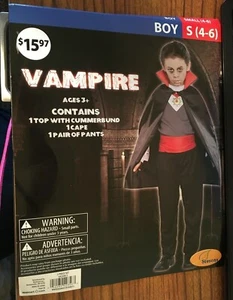Boy's  VAMPIRE  Halloween Costume  3 Piece Set  BOY'S SIZE - S (4-6) NEW  - Picture 1 of 6
