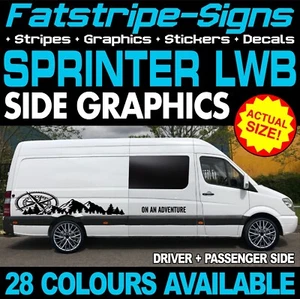 para adaptarse a MERCEDES SPRINTER LWB GRÁFICOS PEGATINAS RAYAS CARRERA CÁMPER FURGONETA AUTOCARAVANA - Imagen 1 de 2