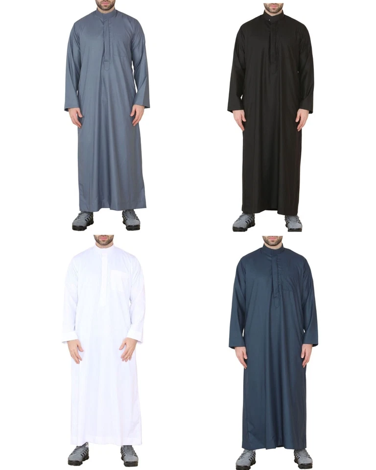 Hombre Jubba Bata Thobe Saudi Islámico Árabe Musulmán Eid Caftán Jubbah - Imagen 1 de 1