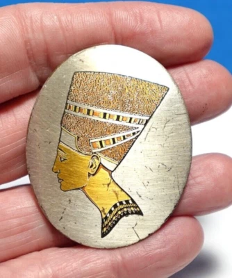 QUEEN NEFERTITI PIN PENDANT COMBO REED & BARTON DAMASCENE PEWTER - Image 1 of 3