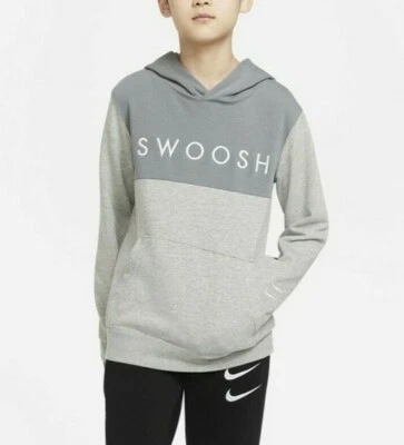 Nike Sportswear Big Boys Gray Heather Swoosh French Terry Pullover Hoodie - Image 1 of 3