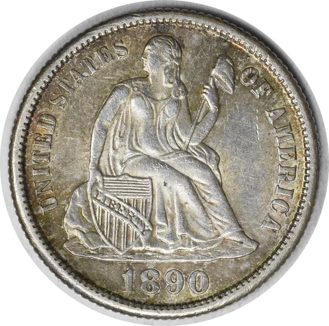 1890-S Liberty Seated Silver Dime DDO Choice AU Uncertified Cover