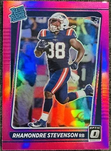 2021 Donruss Optic Rhamondre Stevenson Pink Prizm RC #237 Rated Rookie Patriots - Picture 1 of 2