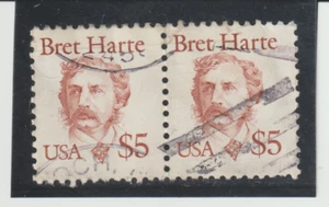 US Scott #2196 Used Pair Bret Harte $5 Dollars - Picture 1 of 1