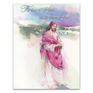 Biglietto di NATALE religioso di Gesù città acquerello, auguri americani + busta - Foto 1 di 4