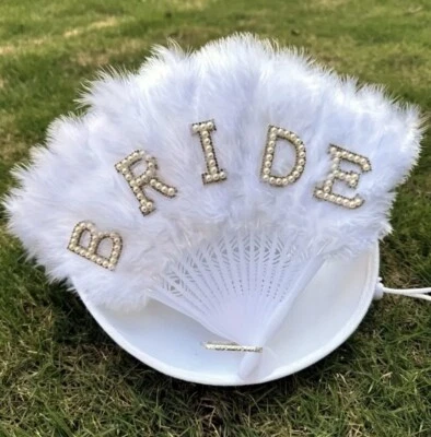Abanico de plumas de novia despedida de soltera despedida de soltera Bach boda compromiso regalo niñas Foto 1 de 2