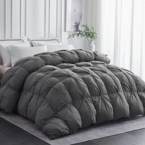 Luxurious All Season Goose Down Comforter King Size Duvet Insert 100% Cotton - Picture 1 of 19