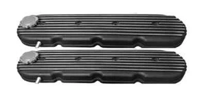 ALUMINUM CHEVY GM LS ENGINES RETRO FINNED VALVE COVERS - BLACK - Picture 1 of 1