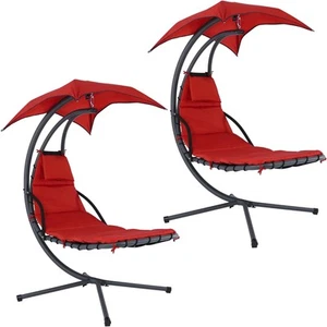 Floating Lounge Chair with Umbrella and Stand - Set of 2 by Sunnydaze - Picture 1 of 9