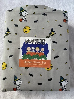 Peanuts Snoopy And Woodstock Queen Size Halloween Sheet Set By Berkshire New - Image 1 of 3