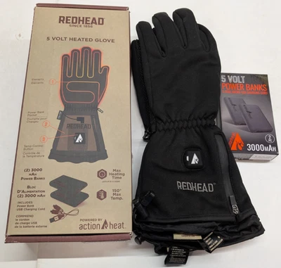 Guantes negros térmicos RedHead para hombre batería mediana 5v acción calor caza Foto 1 de 4