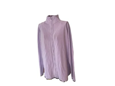 Quacker Factory XL Lilac Acrylic Jeweled Zip Front Long Sleeve Sweater - Image 1 of 3