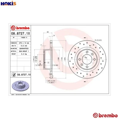 2x BRAKE DISC 08.8727.1X FOR CITROEN C5/II/Break 4HR /4HP /4HT /4HX 2.2L 4cyl - Image 1 of 4