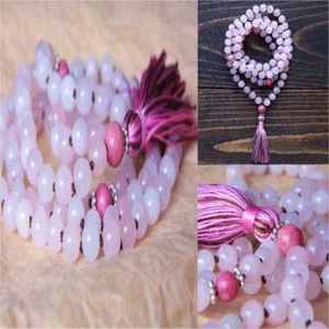 6mm Powder Crystal Stone Necklace 108 Buddha Beads Necklace Yoga Couples - Picture 1 of 4