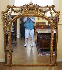  French Louis XV Style Carved Gold Gilt Turn of The Century Mirror