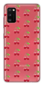 Coque en silicone imprimée compatible Samsung Galaxy A41 Cerises Gris - Photo 1 sur 3