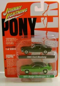 1965 '65 MUSTANG 1971 '71 CHALLENGER R/T PONY POWER 2 PACK JOHNNY LIGHTNING 2020 - Picture 1 of 5