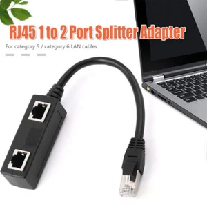 LAN Ethernet Network RJ45 1 Male to 2 Female Connector Splitter Adapter Cable - Picture 1 of 9