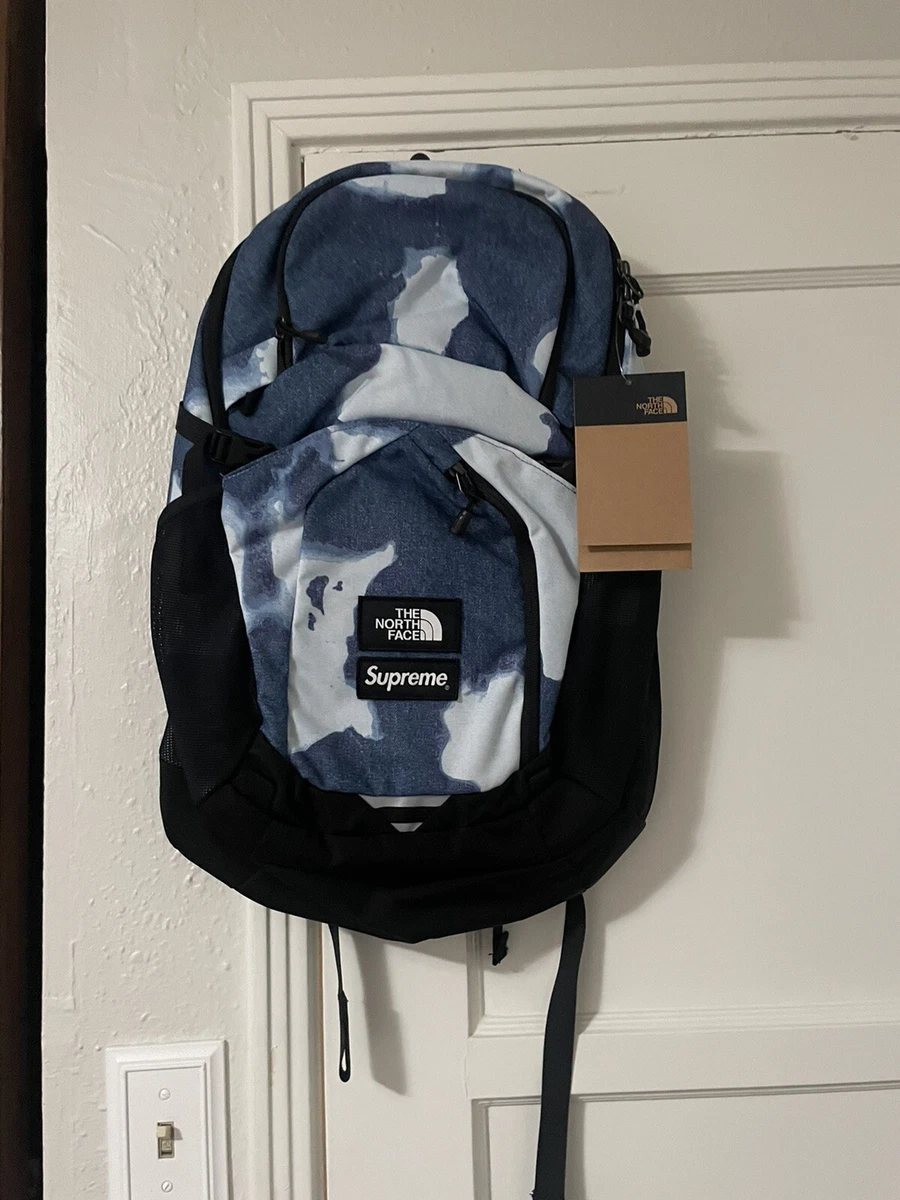 supreme north face backpack bleached denim print Pocono | eBay