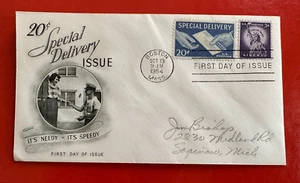 20 Cent Special Delivery Sc #E20 First Day Issue Cover FDC + Liberty 1035 (1954) - Picture 1 of 3